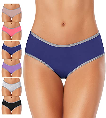 Womens Underwear Cotton Soft Breathable Stretch Hipster,Woman Underware Cute Bikini Full Coverage Teen Panties Ladies Low Waist Briefs 6 Pack Girls (Medium,Multicolor)