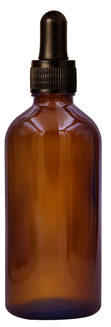 nsb herbals 100 ml Amber Round Empty Glass Bottle/Glass Dropper/Black Ring/Black Silicone Teat, Refillable, For Essential Oil, Blend, Perfume (PACK OF 1)