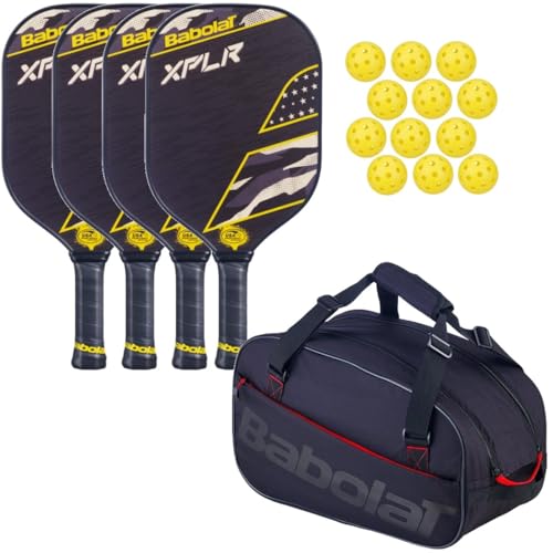 Babolat Pickleball Paddle Family Pack (Your Choice of Beginner to Pro Paddles) Bundled w 12 Pickleball Balls – Add an Optional Bag