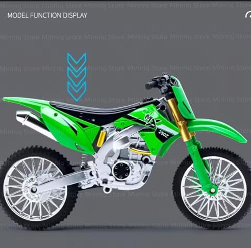 Image of Compatible for 1:12 Kavasaki KX450F Motorcycle DieCast Model, Suspension and Hand Free Roller, Toy Motorcycle Collection with Music Lighting Toy for Kids (Kavasaki KX450F-Green)