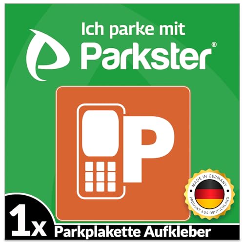 1x PARKSTER Plakette Aufkleber Parkplakette Hinterglasaufkleber - Ich Parke mit Parkster - APP Vignette, KFZ Auto Parken Sticker Ticket (6 x 6 cm, UV Schutz, wiederablösbar, Made in Germany)