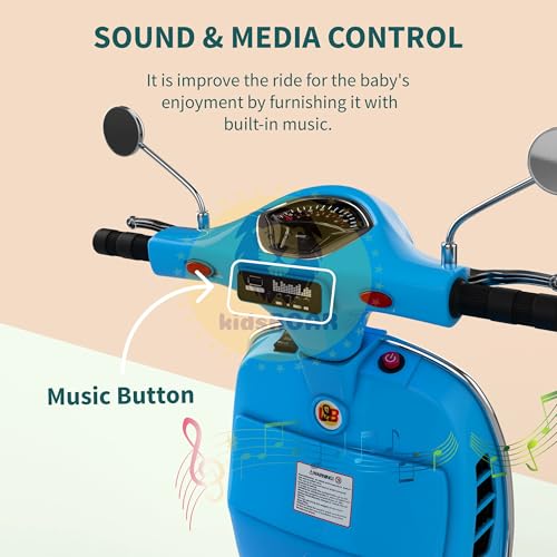 Image of KidsROAR 12V Electric Bike for Kids with Remote Control, Battery Operated Scooter Bike for Boys & Girls, Wide Seat, Music & Lights, Safe Ride-On for 2-6 Years, Manual & Remote Control (Blue)