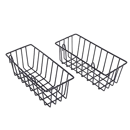 Coserori - Juego de 2 cestas metálicas colgantes para panel de rejilla de pared, cesta de almacenamiento de rejilla, expositores de cestas para cocina,