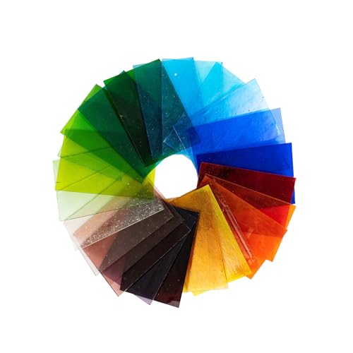 ALLINKIT 24 Stück Transparentes Buntglas,15,2 x 10,2 cm Kathedralen Glas,Stained Glass Sheets,Buntglas Mosaik für DIY Dekoration,Glasmosaik für Fenster