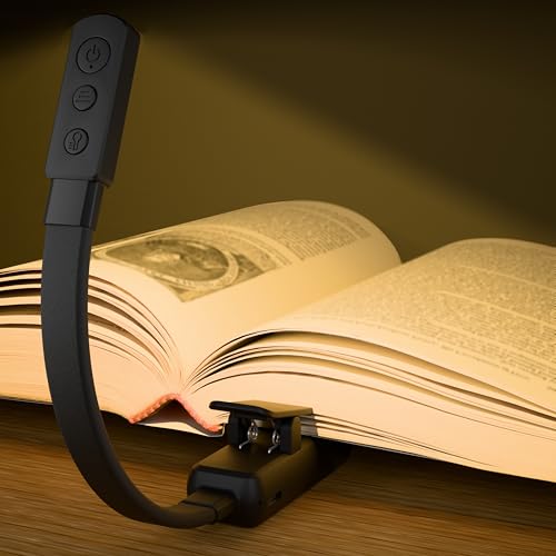 Book Lights for Reading at Night,Reading Light,Clip-On Led Reading Light with 3 Colors & Stepless Dimming,Portable and Ultra-Lightweight with Long Runtime (Black)