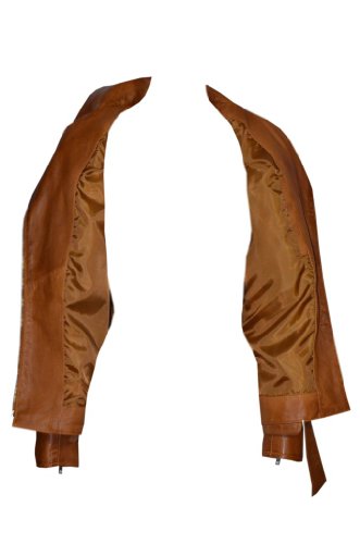 Smart Range Women's Feminine Washed Retro Vintage Biker Style Designer Real Leather Jacket 16 Tan #TOP7