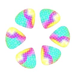 Lot de 12 médiators pour guitare électrique, basse, acoustique, écailles de sirène, arc-en-ciel, avec boîte - Les Beatles, Paul McCartney, John Lennon, RIngo Starr, George Harrison Lot de 12 médiators pour guitare électrique, basse, acoustique, écailles de sirène, arc-en-ciel, avec boîte – Image 2