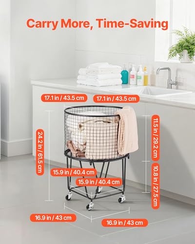 Panier à linge robuste en acier carbone charge 27 kg avec roues - 3