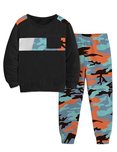 Qetobolly Toddler Boy Clothes Long Sleeve T-shirt Tops and Camouflage Pants 2PC Boys Size 6 Clothes Fall Outfits