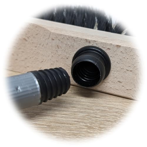 Holz Besenkopf Boden Zimmerbesen mit weichen Borsten und Metall Stiel Gewinde und Aufhänger Haushalt Zimmer Laminat Vinyl Besen Reinigung innen und aussen von Fliesen Terasse Garten Bad Flur Küche – Bild 7