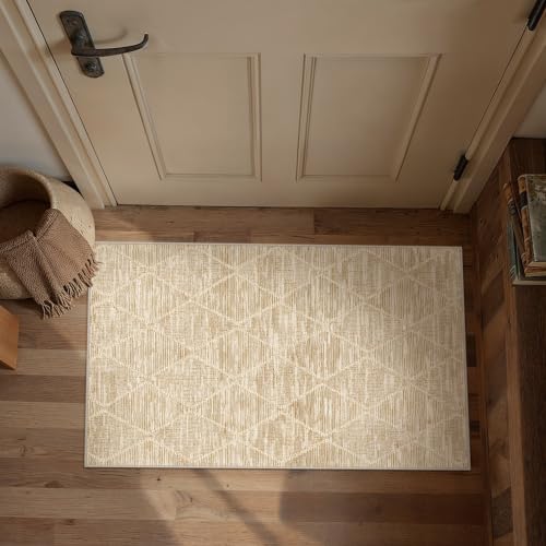 HUGEAR 2x3 Area Rugs Beige Washable Entryway Rug