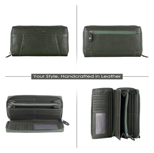 Leather Wallet for Women – RFID Secure, Water-Resistant Floater Leather, Zipper Compartments, Stylish & Durable.4