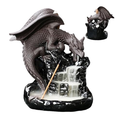 Zubehors Porte-encens Cascade, brûleur d'encens à Reflux Dragon | Fontaine d'encens en céramique avec 20 cônes d'encens - Diffuseur Dragon pour...