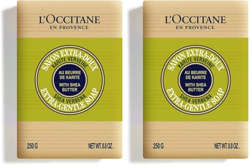 L'OCCITANE Shea Verbena Extra-Gentle Soap, 250 g |Enriched With Shea Butter |Suitable All Skin Types| Luxury Soap|Gentle Soap For Dry & Normal Skin (Pack of 2)