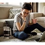 Simpli Press French Press Coffee & Tea Maker - Easy Cleanup & Customizable Smooth Coffee - Patented - Plastic-Free Premium Stainless Steel 34 oz - Black Color - Image 7