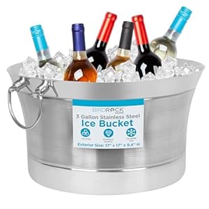 BIRDROCK HOME Double Wall Beverage Tub – Stainless Steel Ice Bucket, Metal Drink Cooler with Handles, for Parties & Events, Decorative Beverage Chiller – Small