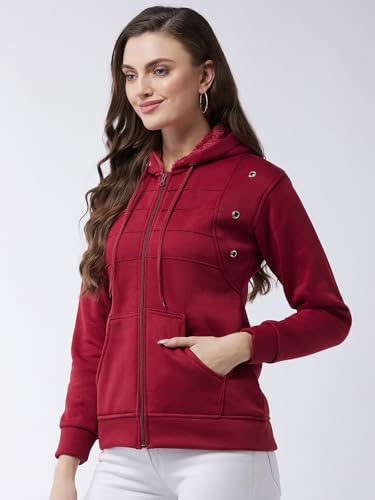 Image of Pivl Women's Fleece Blend Winter hooded Jacket.