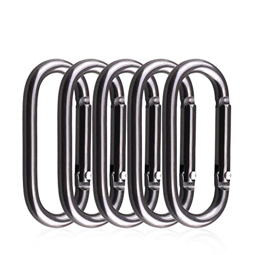 SAJMAKUWLA Karabinerhaken, 5 Stück, Oval Schwarz