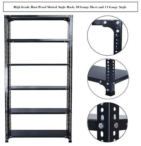 Image of SPACIOUS Multipurpose Slotted Angle Cast Iron, Adjustable Shelf Unit Garage Shelves Boltless Rack for Storage Display Storage Rack (Dimension 12 inchX36 inchX72 inch, Grey) (Grey, 6)