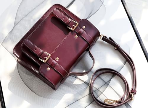 Retro Leather Messenger Bag Women - Cowhide Crossbody, College Style, Small Square Bag, Shoulder Bag3