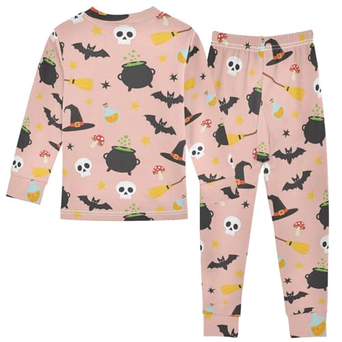 Pajama Sets Long Sleeve Halloween Themed Seamless Pattern Design Soft Comfy Sleepwear 2 Piece PJS 3-8T3