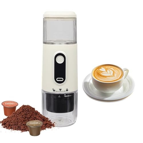 Kouamor Macchina per caffè espresso portatile senza fili, macchina da caffè da campeggio, auto-riscaldamento con USB-C, piccola macchina da caffè portatile, compatibile con caffè macinato e capsula NS