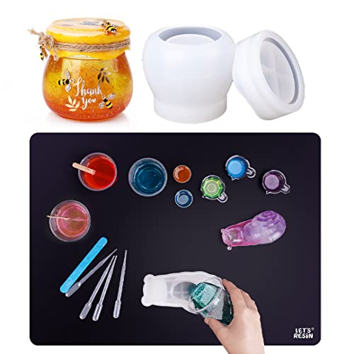 Bundle Set Of Let's Resin Jar Resin Molds Silicone And 27.7'' X 19.7'' Nonstick & Nonslip Silicone Crafts Mat #TOP24