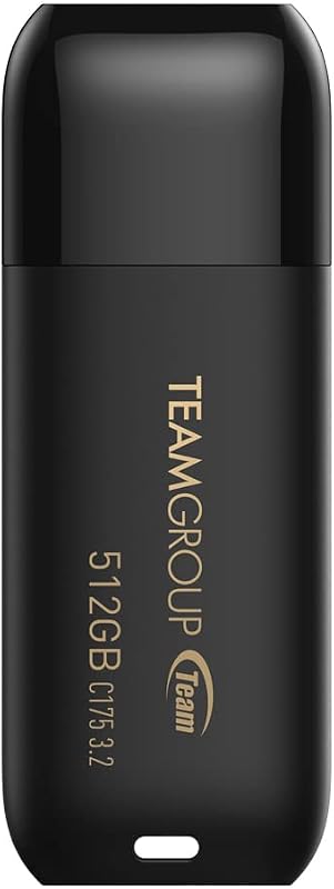 TEAMGROUP C175 512 GB USB 3.2 Gen 1 (USB 3.1/3.0) Leer unidad flash USB de 100 MB/s, memoria externa de almacenamiento de datos compatible con computadora/portátil negro mate TC1753512GB01