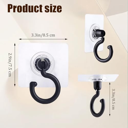 Desuibao 10 Stück Selbstklebende Deckenhaken, Selbstklebende Wandhaken, Strapazierfähig, Klebrige Haken zum Aufhängen von Handtüchern, Keine Schäden unter Schrank, Küchenhaken für Utensilien, Schwarz