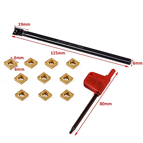 Set herramienta torneado con 10 inserciones carburo y llave T8 miniatura 3