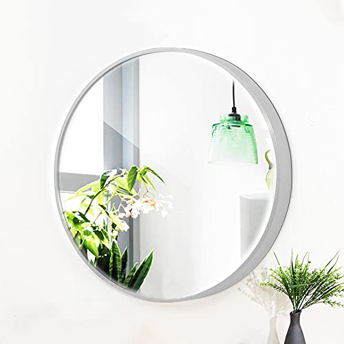 LIGUOYI Round Wall Mirror for Bathroom, Modern Circle Makeup Mirror, 24in Big Metal Frame Wall Mirror, Plating Process Brushed Texture, Style All-Match, Titanium Gold, Black, Silver, Home Decor