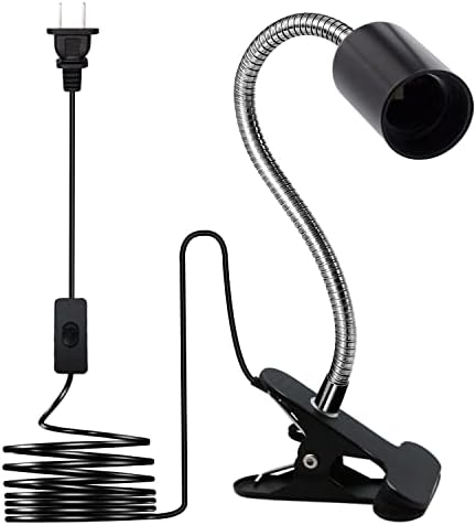 E26/E27 Desk Clip Lamp Holder Wire Neck Clip Holder Clamp Clip on Light Flexible Gooseneck Clamp Light Socket Table Light Adapter for Plant Grow