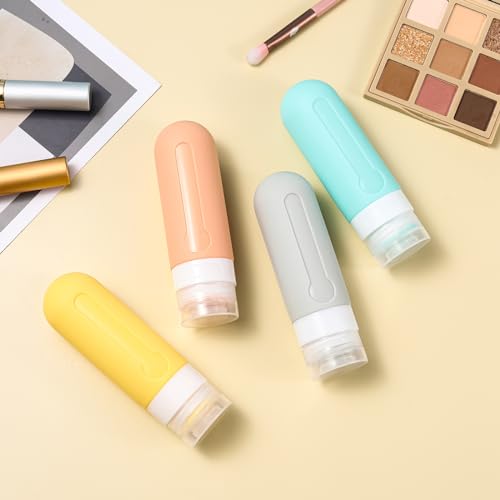Image of DEPOZA 18 Pack Travel Size Toiletry Containers Sets, BPA Free Silicone Travel Bottles with Leak Proof Caps, TSA Approved for Shampoo, Conditioner, Lotion, Soap and Essential Accessories (Spring)