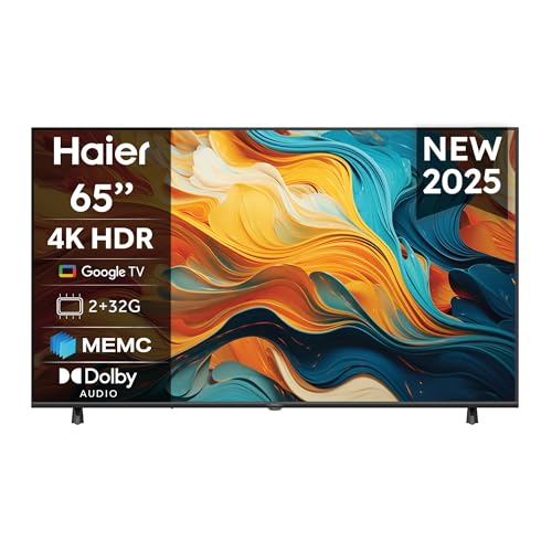Haier LED 4K UHD 65' Smart TV, Google TV, Dolby Audio, HDR 10, Telecomando Smart, Google Assistant, Bluetooth 5.1, DBX TV, HDMI 2.1 x 4 [2025]