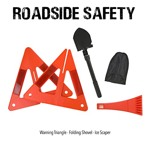 Always Prepared Ultimate (Deluxe) Roadside Emergency Car Kit – With Jumper Cables – All-In-One Auto Safety And First Aid Kit – Travel Safety For Women, Men, And College Kids – Roadtrip Essentials #TOP6