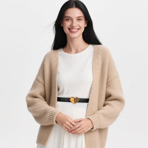 Image of Aurolran Women's Leather Belt with Buckle - Ideal for Dresses, Jeans, and Coats