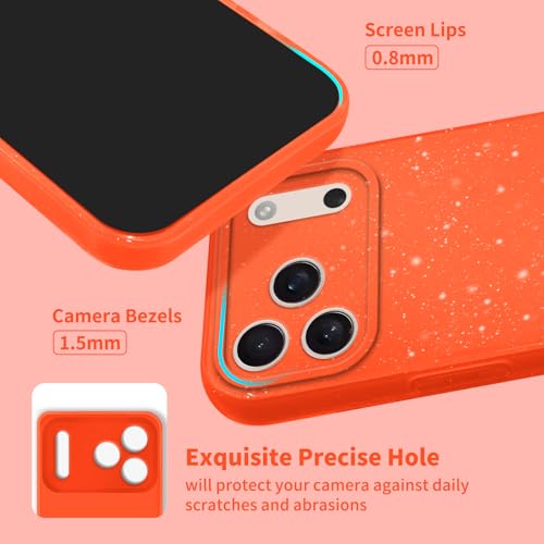 TURYXIA Compatible with iPhone 17 Pro Case Glitter, Cute Sparkly Bling Phone Case for Women Girls Girly, Neon Bright Color Slim Soft Phone Cover for iPhone 17 Pro, Orange - image 4