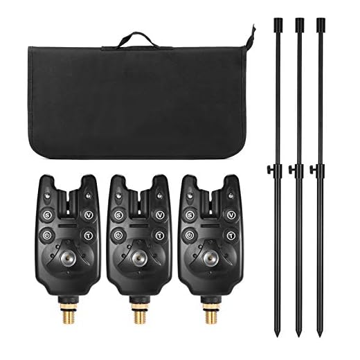 Lixada Fishing Bite Indicators Kits, 3 Wireless Fishing LED Alarm Alert 3 Extending Aluminum Alloy Fishing Bankstick 3 Fishing Swinger with Padded Fishing Tool Bag, Fishing Bite Alarm Set (Set 1)