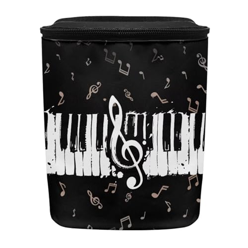Image of Talayituse Music Note Print Car Trash Can Portable Auto Garbage Bin Multifunctional Vehicle Interior Accessories with Adjustable Straps Universal Fit Truck SUV Sedan