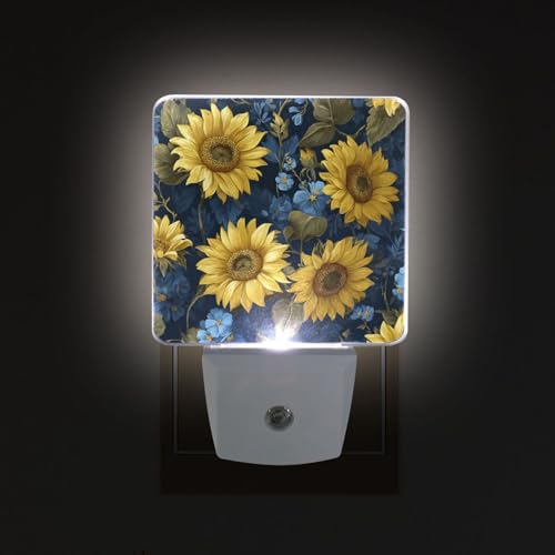 Lámpara de noche azul con girasoles y sensor automático miniatura 2