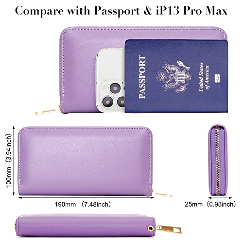 Image of VOCUS Womens Wristlet Wallet Zip Around Clutch Wallet Large RFID Blocking PU Leather Bifold with Phone Holder for Travel