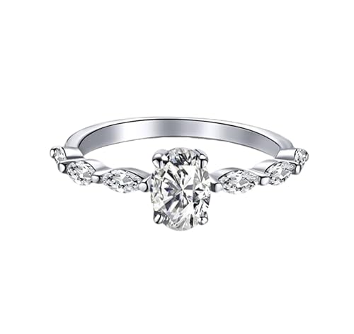 Moissanite Rings Princess Square Diamond Ring Fashion 3CT 925 Sterling Silver Engagement Rings Oval CZ Wedding Promise Rings for Her Classic Simulated Diamond Bands for Women Size 10