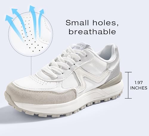 Image of LUCKY STEP Women's Retro Fashion Casual Sneakers Colorblock Platform Classic Trendy Trainning Anti-Slip Tennis Travel Walking Shoes