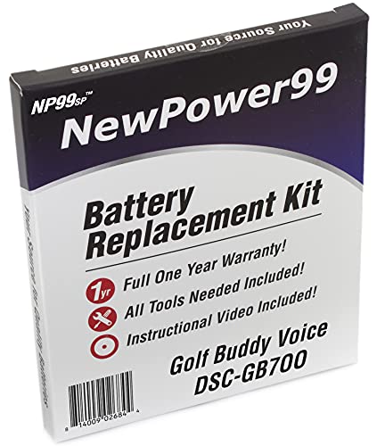 NP99sp NewPower99 Battery Replacement Kit for GolfBuddy Voice DSC-GB700 with Installation Video, Tools, and Extended Life Battery.