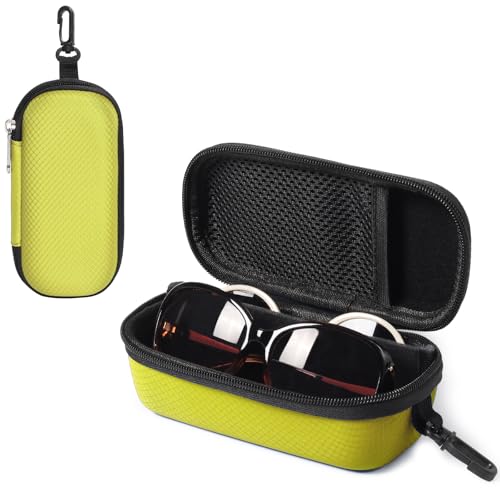 Image of Bukere Double Eyeglasses Case with Adjustable Slots, EVA Hard-shell Travel Dual Glasses Sunglasses Organizer for Men Women
