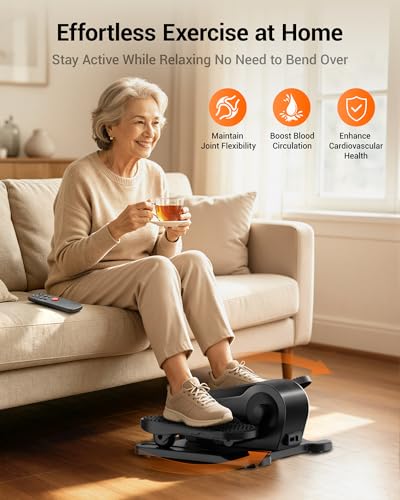 Image of Under Desk Elliptical Machine Seated Pedal Exerciser | Quiet Leg Exerciser While Sitting, Mini Portable Leg Exercise Machine with Remote, Adjustable 12-Speeds, Manual & Auto Mode