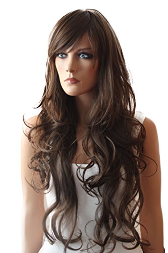 PRETTYSHOP Perücke Voluminös Langhaar Cosplay Theater Show Gewellt Braun Mix FS831a
