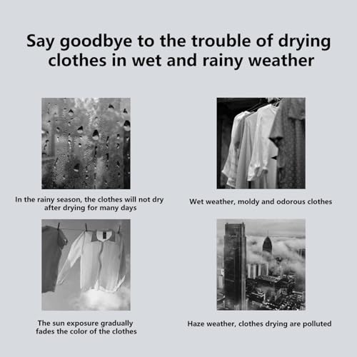 Verwarmde kledingluchters, sneldrogende oververhittingsbescherming elektrische droger, touchscreen energiebesparende luchtdrogers kleding binnenshuis regenachtig weer, geel - Image 6