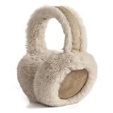 Dwenarry Invierno Orejeras para Mujer, Cálido Plegable Orejeras de felpa peludas Khaki Earmuffs para el frío,1 Pcs