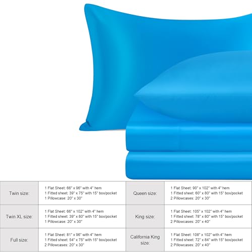 NTBAY California King Satin Sheet Set, 4 Piece, Royal Blue - image 6